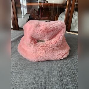 Pink Faux Fur Bucket Hat